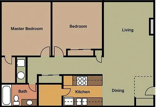 Floor plan 2 Bedroom 1 Bathroom Standard