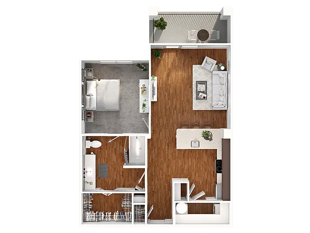 Floor plan 1 Bed, 1 Bath D (140% Income Restricted)