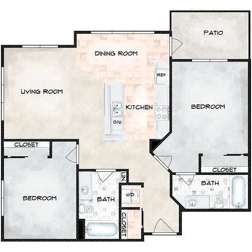 Floor plan 2 Bedroom 2 Bath A