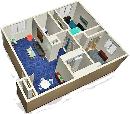 Floor plan 2 Bed | 1 Bath Red