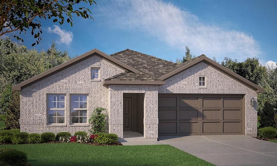 Front Elevation - D.R. Horton''s Texas CaliFloorplan Elevation C - All Home and community information, including pricing, included features, terms, availability and amenities, are subject to change at any time without notice or obligation. All Drawings, pictures, photographs, video, square footages, floor plans, elevations, features, colors and sizes are approximate for illustration purposes only and will vary from the homes as built.