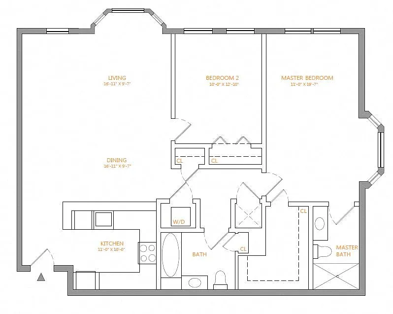 Floor plan 2 Bed/2 Bath-Z