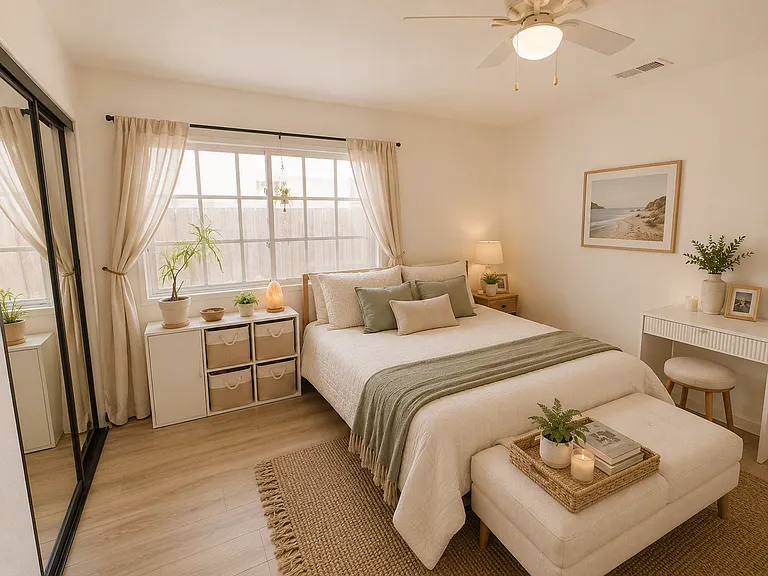 Virtually staged to showcase the home's layout with furnishings and highlight the potential look and feel of the furnished option.