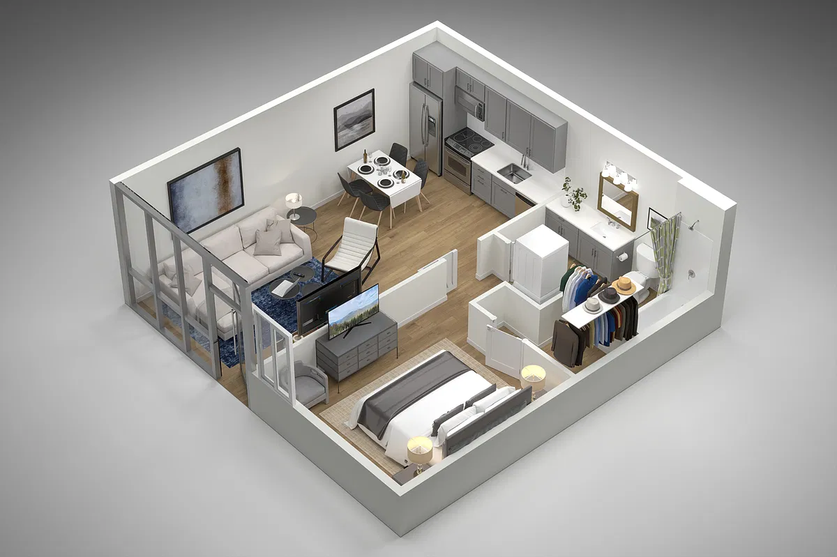 Floor plan 1 Bedroom, 1 Bathroom