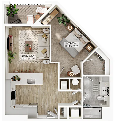 Floor plan 1 Bed/1 Bath-A5