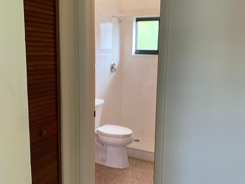 New walk in shower with new toilet and window