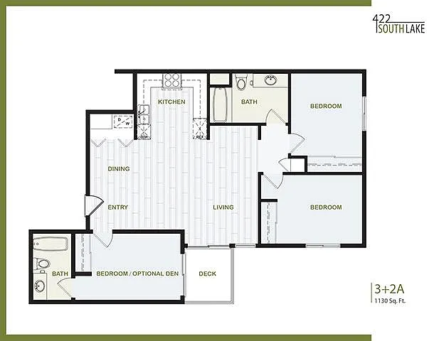 Floor plan 3 Bedroom, 2 Bath