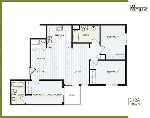 Floor plan 3 Bedroom, 2 Bath