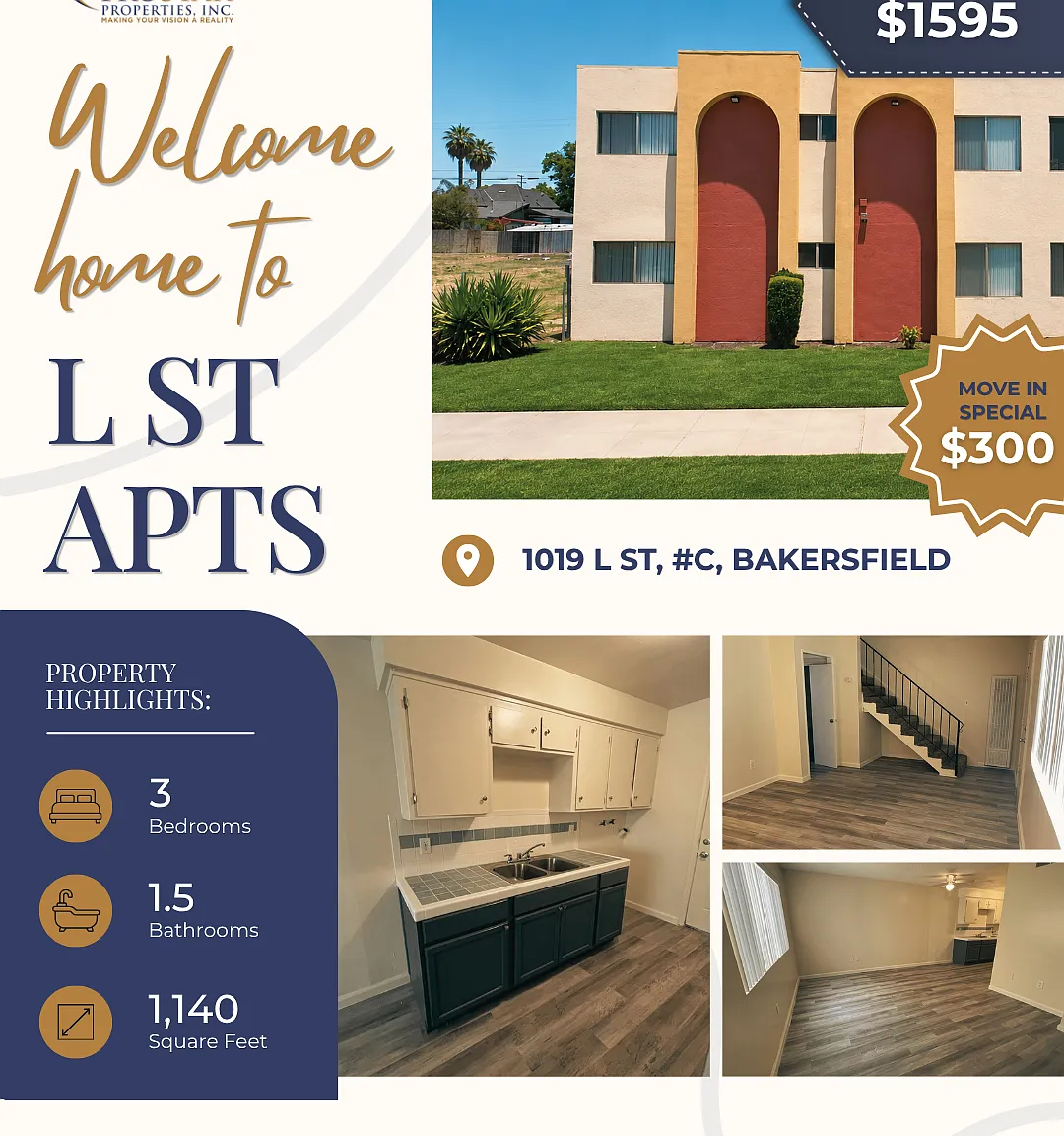 3 bed, 1.5 bath, 1140 sqft, $1,595 — Photo 1