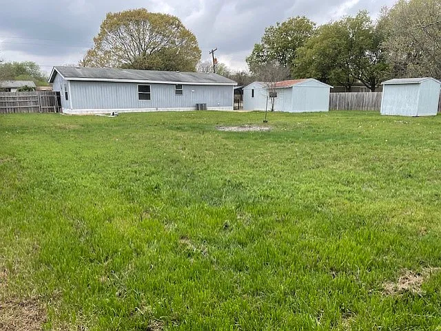 Backyard with shed.