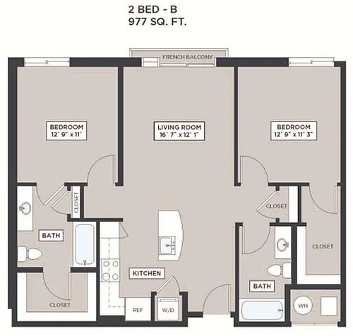Floor plan 2 Bed - B