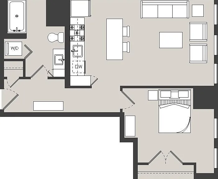 The Ludlow - A12 - 1 Beds - 1 Baths - 691 Sq. ft.