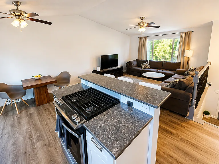 Upstairs kitchen and living room