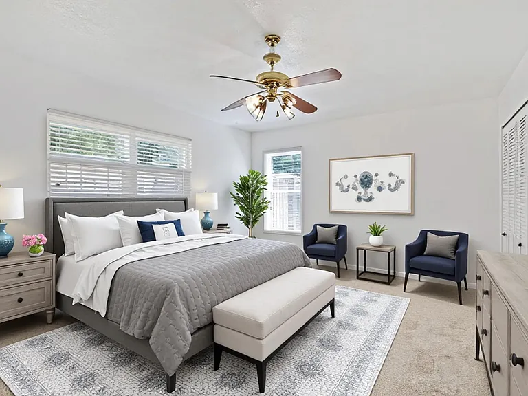 Virtually staged to show potential furniture and decor layout.