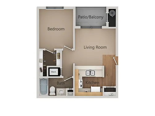 Floor plan 1 Bedroom 1 Bath A