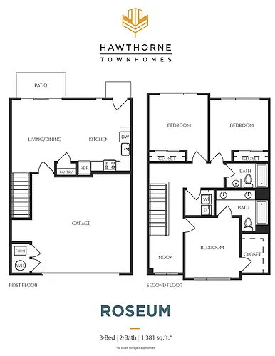 Floor plan 3 Bed, 2.5 Bath - Apt A