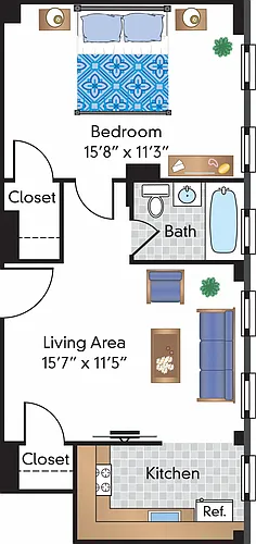 Floor plan Renovated Studio 01 Tier