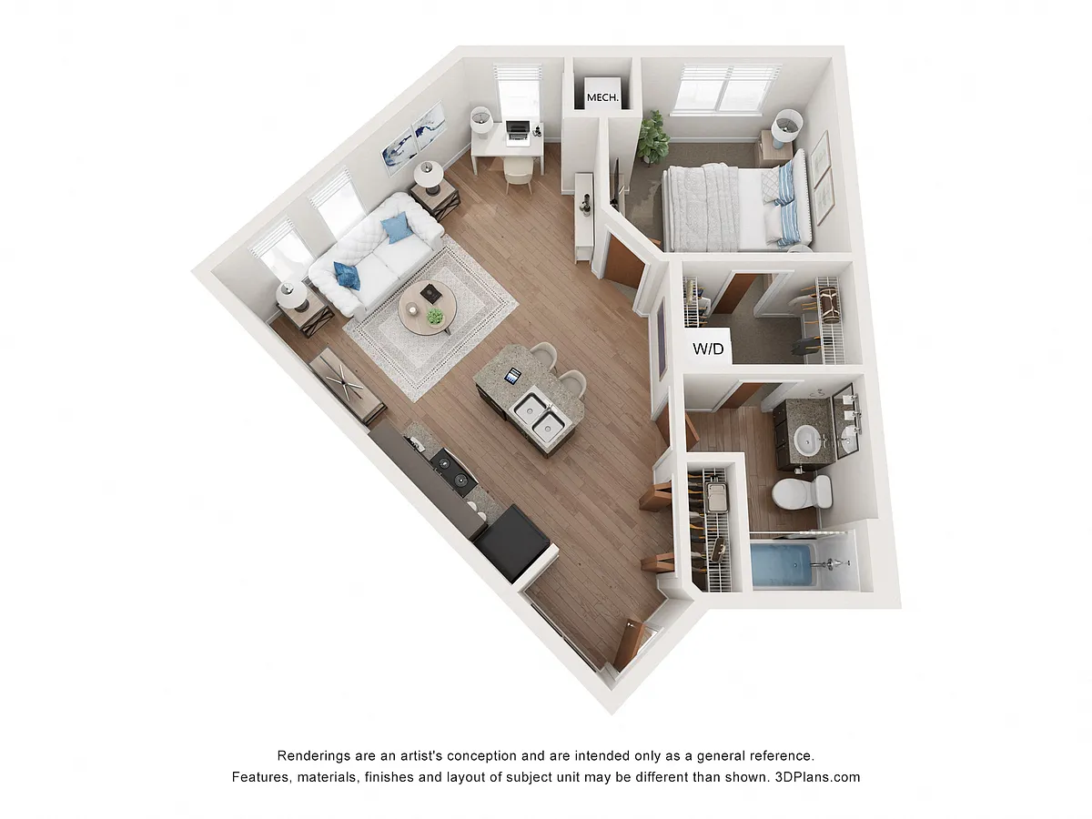 Floor plan Hazel 1 Bedroom 1 Bathroom