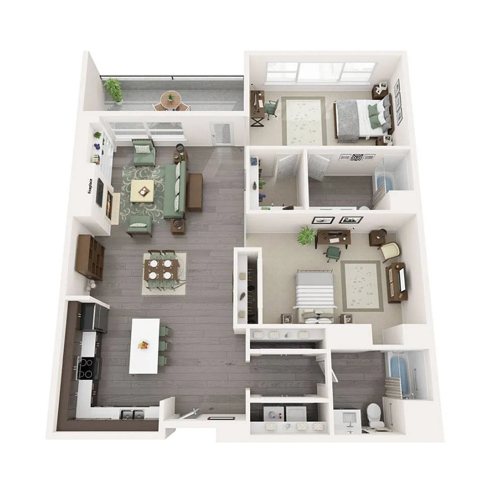 Floor plan 2 Bedroom - 2 Bath
