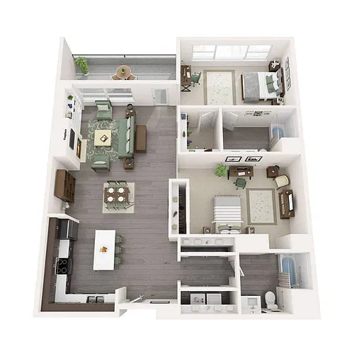 Floor plan 2 Bedroom - 2 Bath