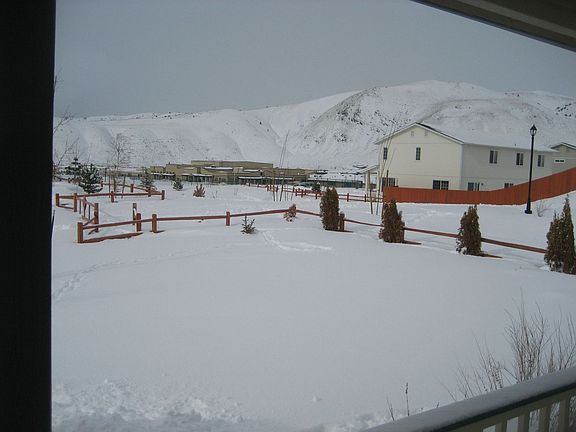 View from porch of school