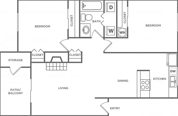 B2 | 2 bed 1 bath | 866 Sq. Ft. B2 | 2 bed 1 bath | 866 Sq. Ft.