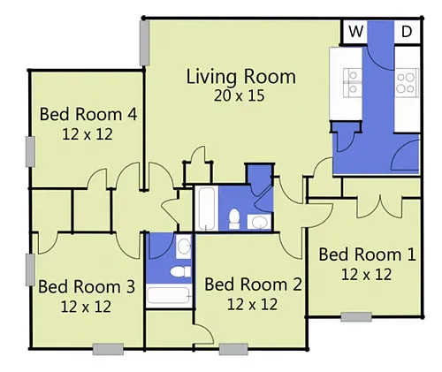 Floor plan 2x1 in 4x2