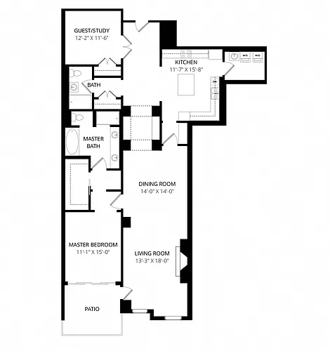 Floor plan 2 Bed 2 Bath South