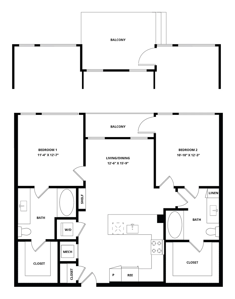 Floor plan 2 Bed/2 Bath-CunninghamB