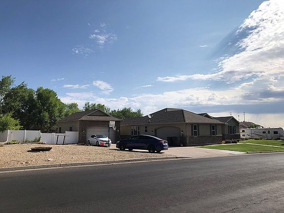 Street view showing garages