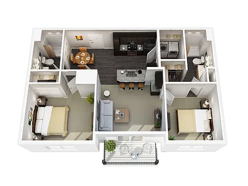 Floor plan Two Bed, Two Bath A