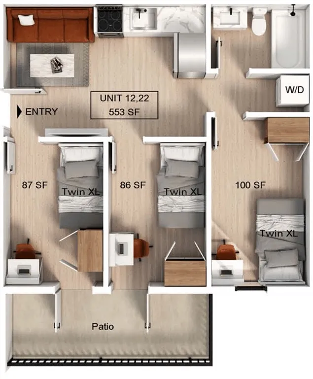 Floor plan 3 Bedroom | 1 Bath
