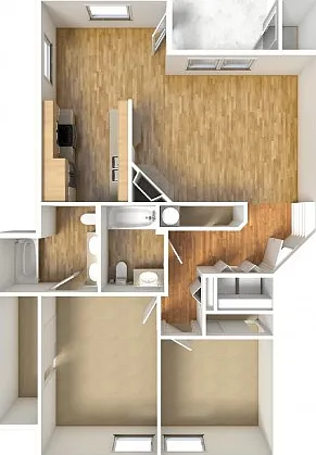 Spruce - Expanded 2/2 - First, Second, Third Floors - 1,048 SF Spruce - Expanded 2/2 - First, Second, Third Floors - 1,048 SF