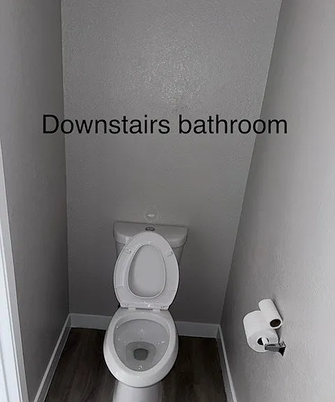 "Downstairs half bathroom for added convenience."