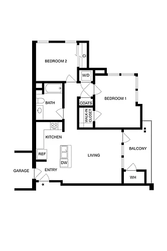 Floor plan 2BD, 1BTH B1.1