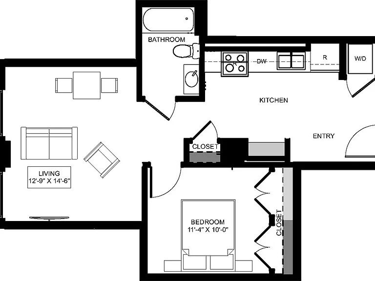1 Bedroom - Units 1229, 1329, 1429, 1529