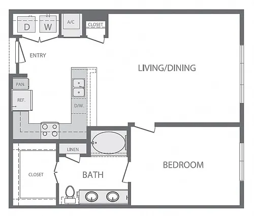 Floor plan A4 1Bed 1Bath