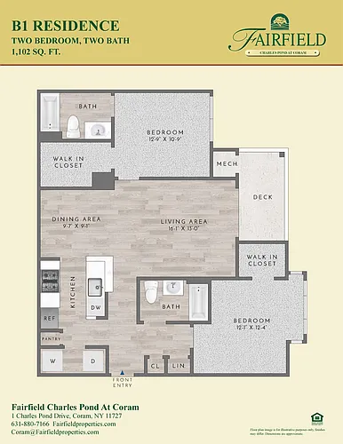 Floor plan B1 Residence 2BR - Whitman