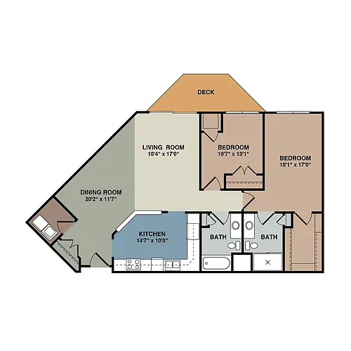 Floor plan 2B - 2 Bedroom