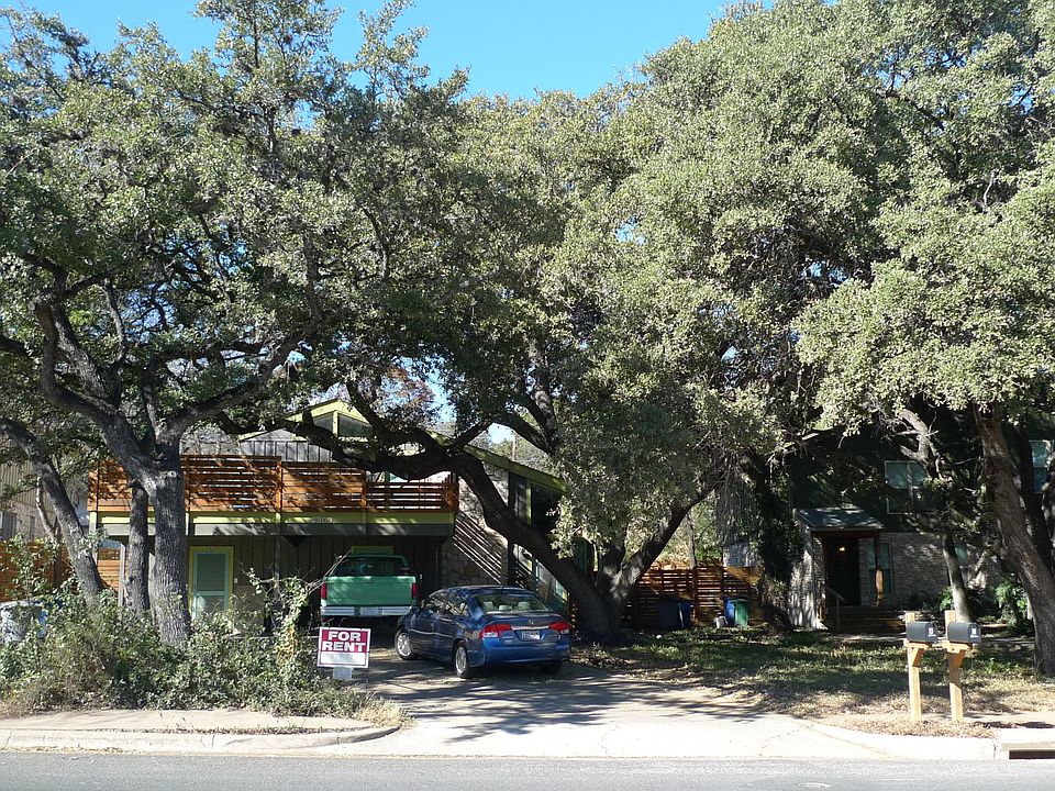 Unit A is on the left side, with the large deck over the carport.