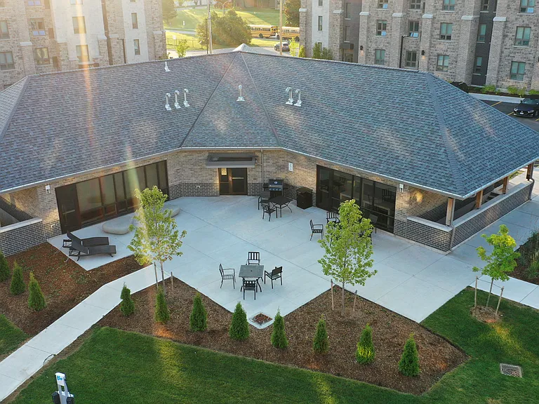Barbecue and lounge spaces