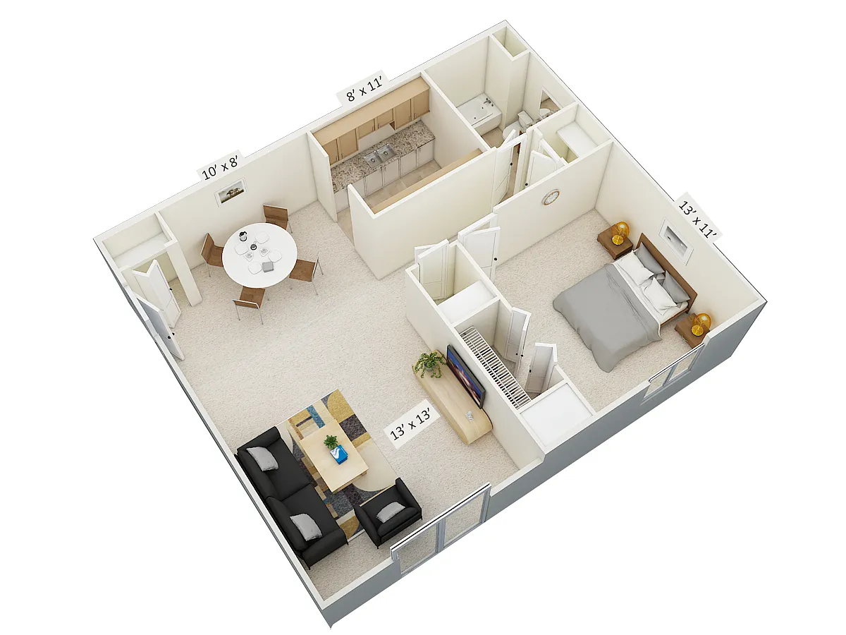 Floor plan One Bedroom Bridgeport Garden Style