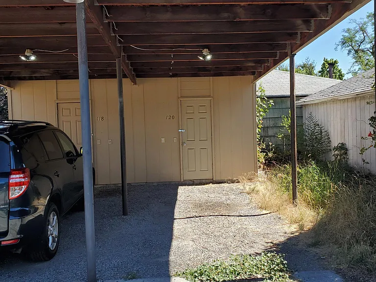 Off street parking and storage locker. With security lighting.