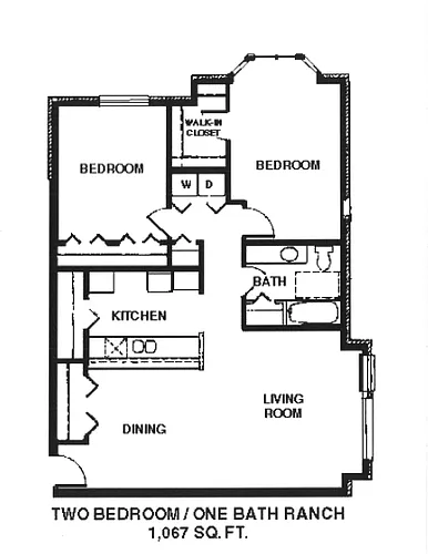 Floor plan Two Bedroom One Bath