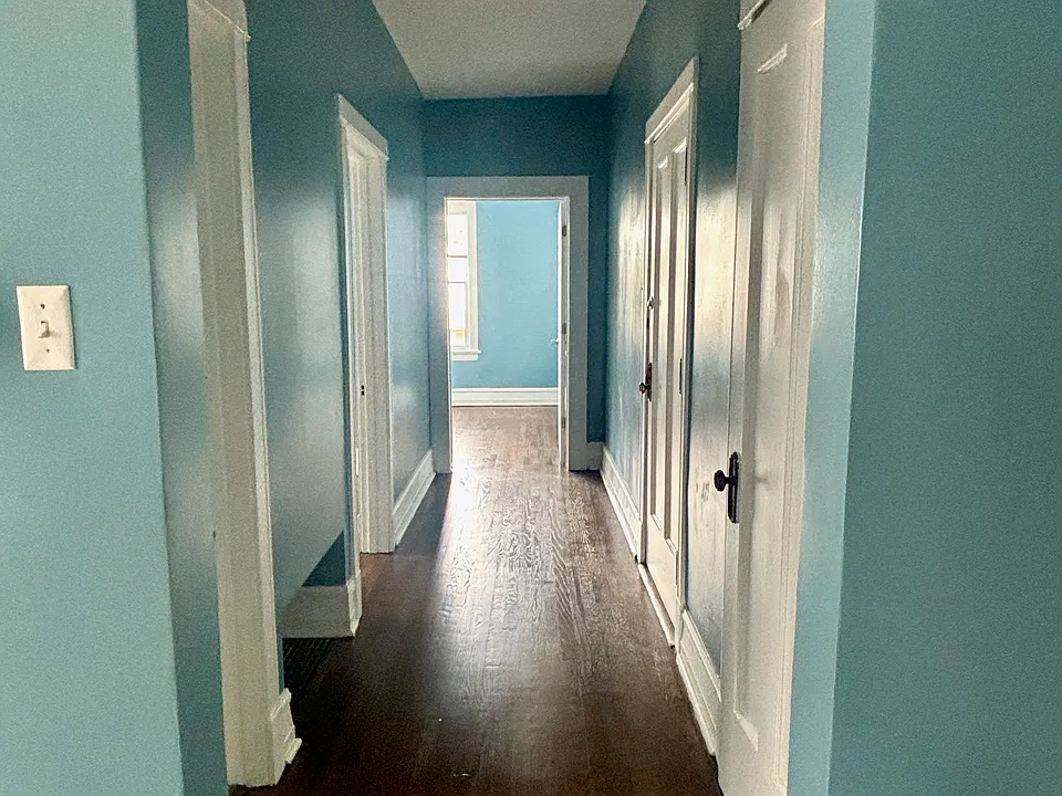 Entry hallway viewed from living/dining room
