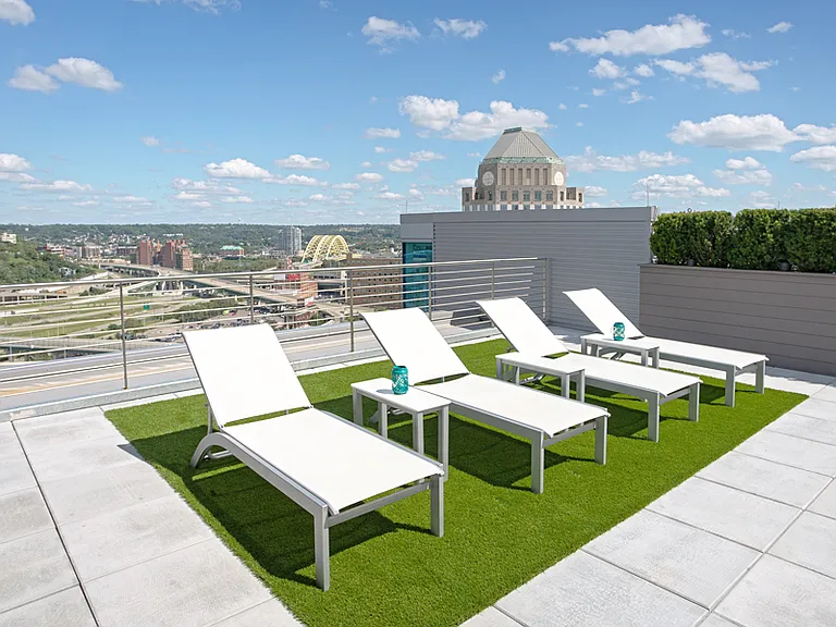 Seven at Broadway roof deck overlooking Cincinnati