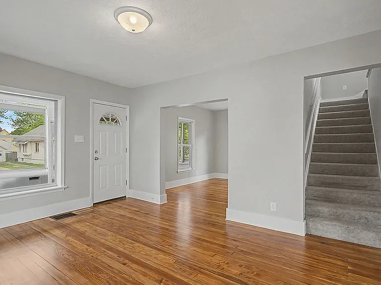 View of front door into living room