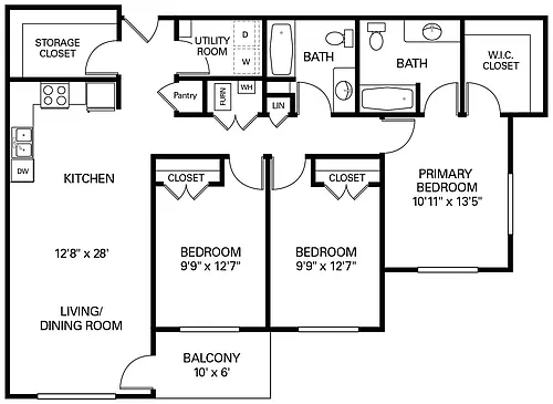 Floor plan 3BD-K