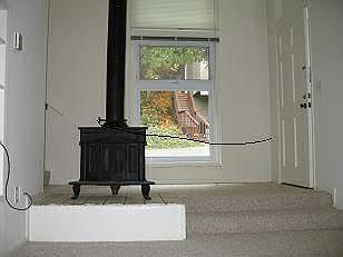 Living area with wood burning stove