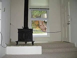 Living area with wood burning stove